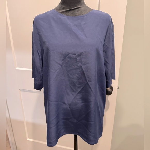 Vintage Adam Douglas adrianna papell 100% silk top navy - Picture 2 of 7